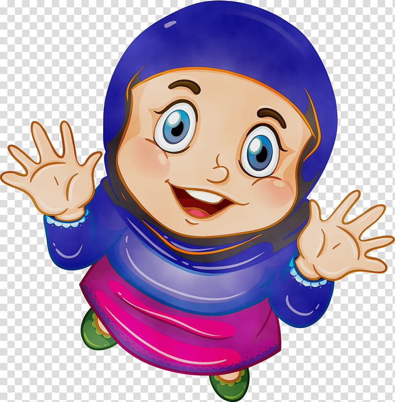 cartoon gesture finger animation happy, Muslim People, Watercolor, Paint, Wet Ink, Cartoon, Thumb, Child transparent background PNG clipart