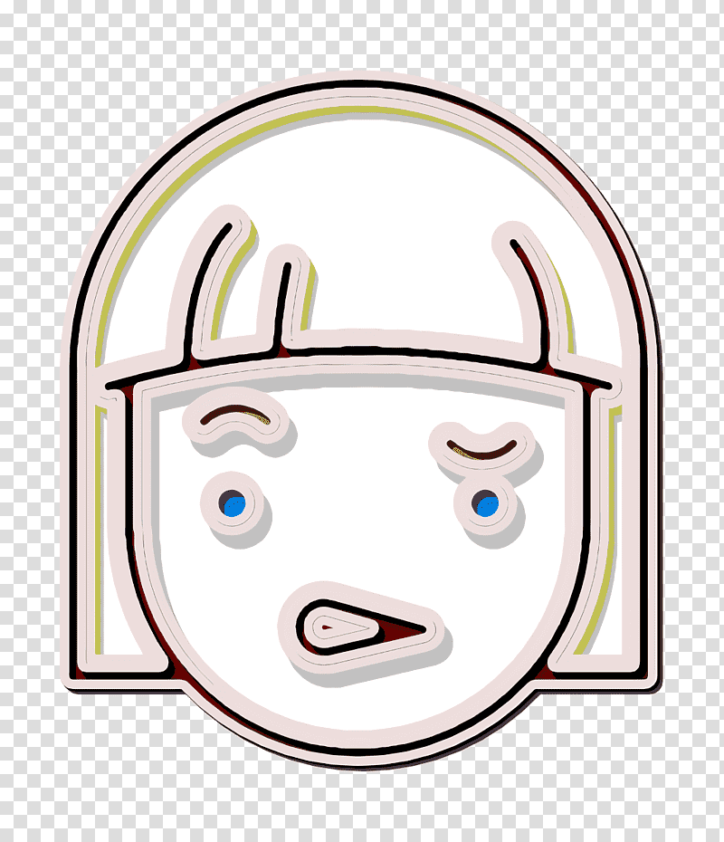 Girl icon Linear Color Emoticons icon Incomprehension icon, People Icon, Character, Meter, Cartoon, Face, Headgear transparent background PNG clipart