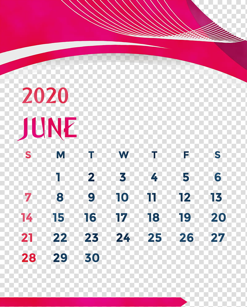 calendar system pink m line font point, June 2020 Printable Calendar, June 2020 Calendar, Watercolor, Paint, Wet Ink, Area, Meter transparent background PNG clipart