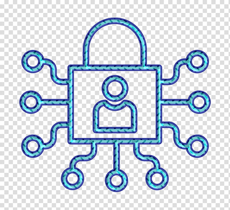 Lock icon Cyber icon, Blue, Line, Line Art, Circle, Sticker transparent background PNG clipart