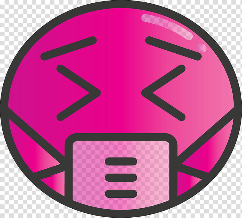 Emoji with medical mask COVID Corona Virus Disease, Pink, Emoticon, Magenta, Smiley, Material Property, Symbol, Circle transparent background PNG clipart