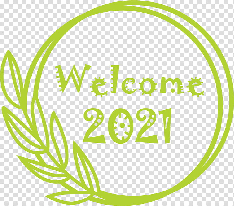 New Year 2021 Welcome, Leaf, Plant Stem, Logo, Green, Flower, Mtree, Line transparent background PNG clipart