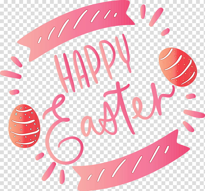 pink text font label logo, Easter Day, Easter Sunday, Happy Easter, Watercolor, Paint, Wet Ink, Sticker transparent background PNG clipart