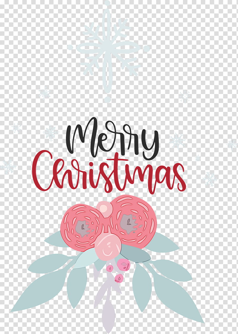 Floral design, Merry Christmas, Watercolor, Paint, Wet Ink, Greeting Card, Logo, Text transparent background PNG clipart