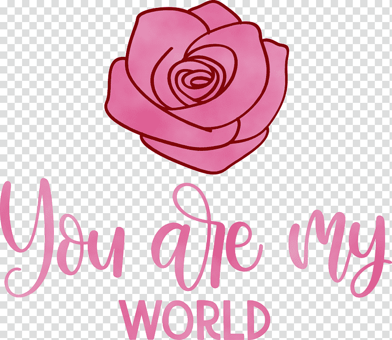 Valentine's Day, You Are My World, Valentines, Watercolor, Paint, Wet Ink, Rose transparent background PNG clipart