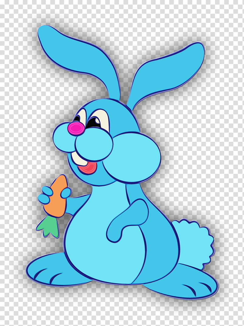 Easter bunny, Watercolor, Paint, Wet Ink, Cartoon, Turquoise, Rabbits And Hares, Animal Figure transparent background PNG clipart