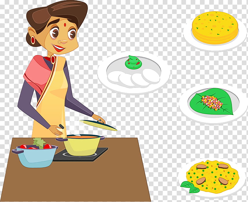 junk food cuisine cartoon meal cook, Pongal, Watercolor, Paint, Wet Ink, Fast Food, Text, Line transparent background PNG clipart