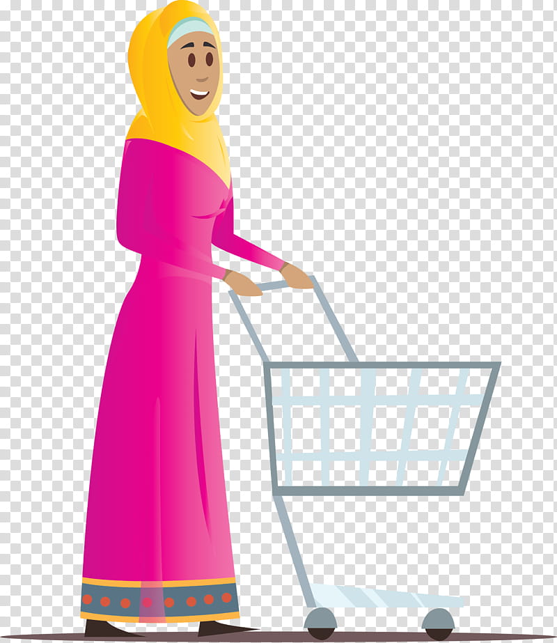 Arabic Woman Arabic Girl, Pink, Magenta, Dress, Shopping Cart, Vehicle transparent background PNG clipart