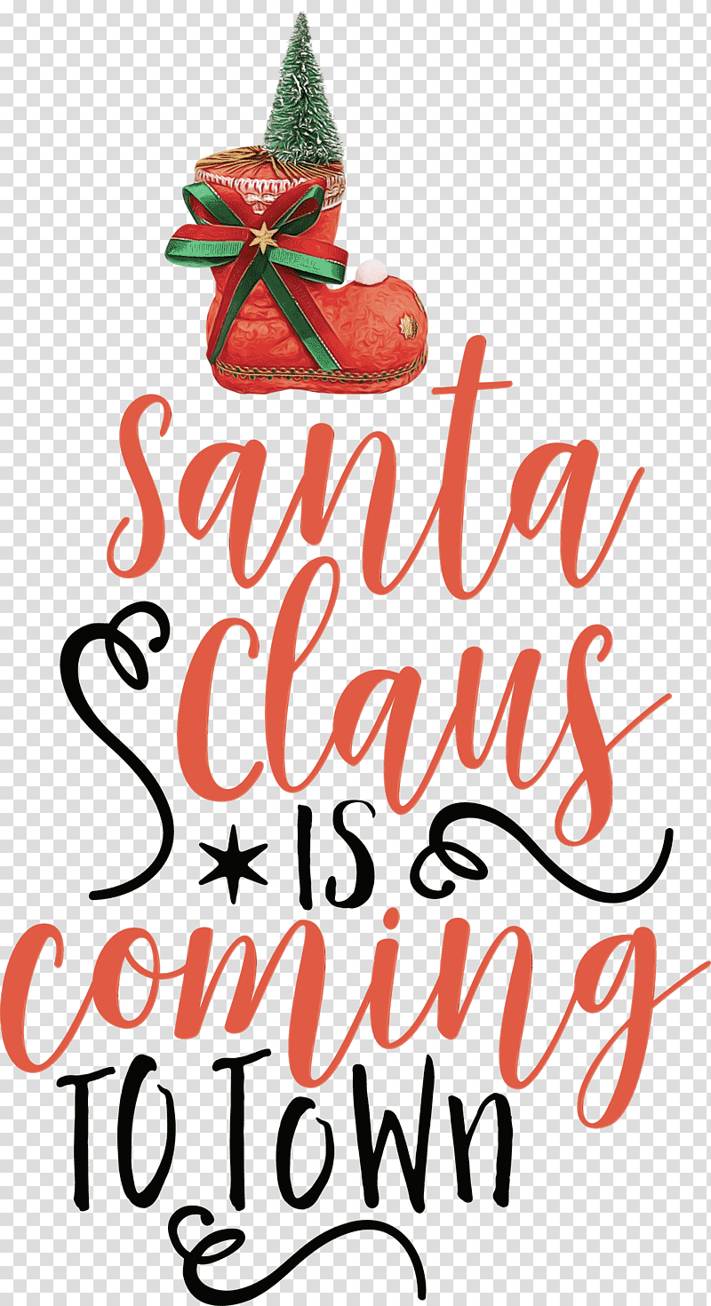 Christmas tree, Santa Claus Is Coming To Town, Watercolor, Paint, Wet Ink, Christmas Day, Holiday Ornament transparent background PNG clipart