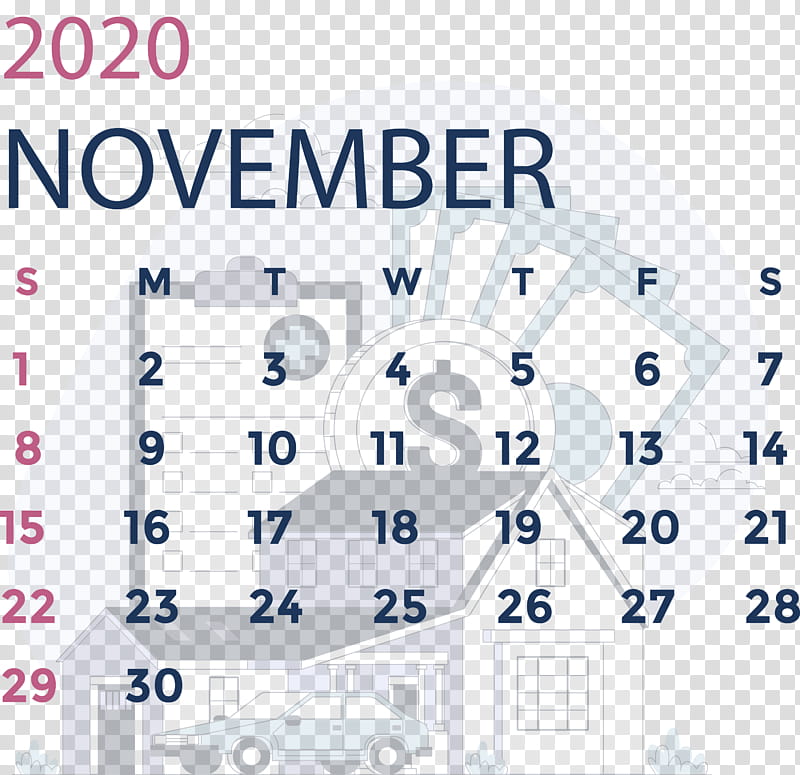 November 2020 Calendar November 2020 Printable Calendar, Angle, Paper, Line, Point, Meter, Area transparent background PNG clipart