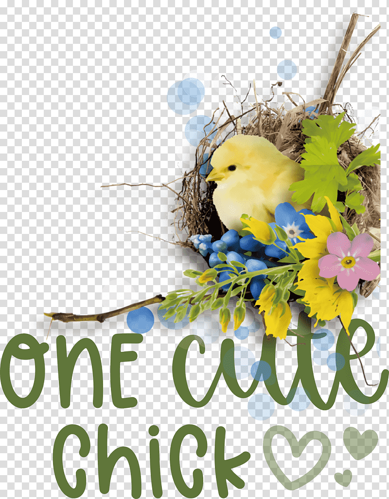 One Cute Chick Easter Day Happy Easter, Floral Design, Birds, Flower Bouquet, Cut Flowers, Meter, Parakeet transparent background PNG clipart