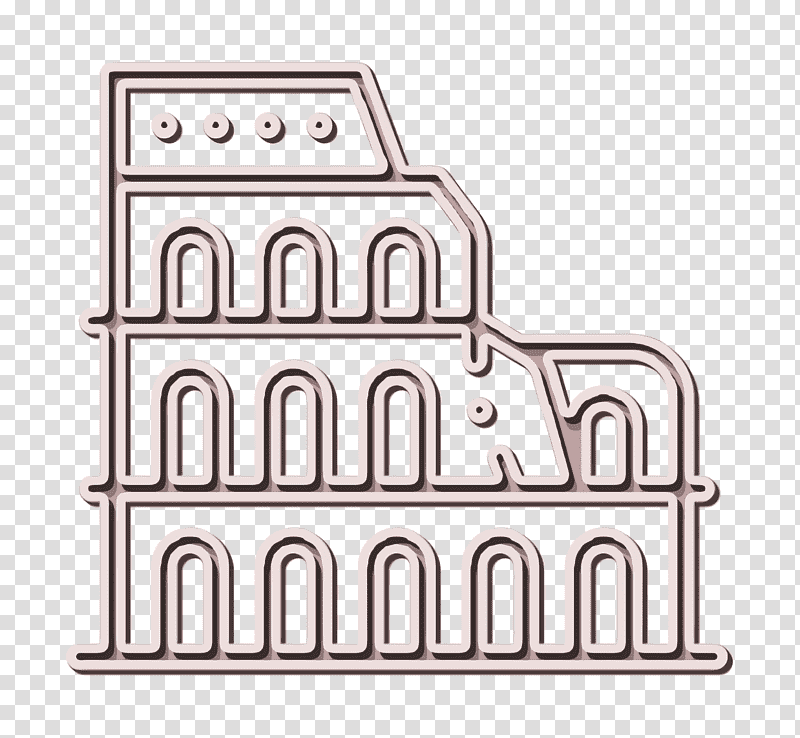 Landmarks and Monuments icon Coliseum icon, Line, Meter, Mathematics, Geometry transparent background PNG clipart