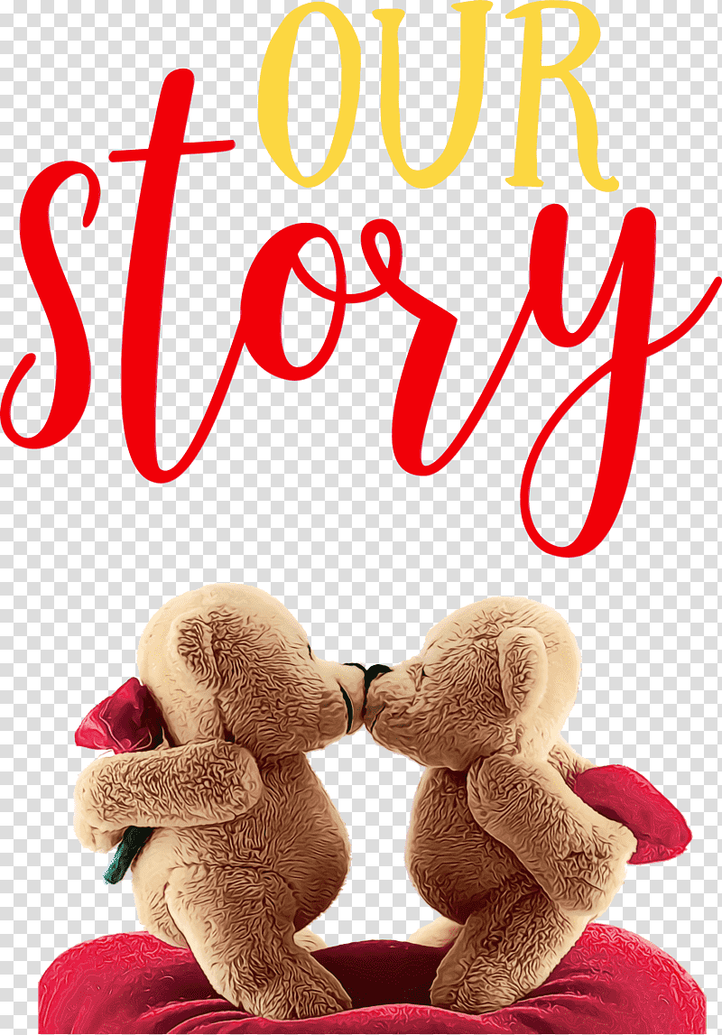 Teddy bear, Valentines Day, Our Story, Watercolor, Paint, Wet Ink, Plush transparent background PNG clipart