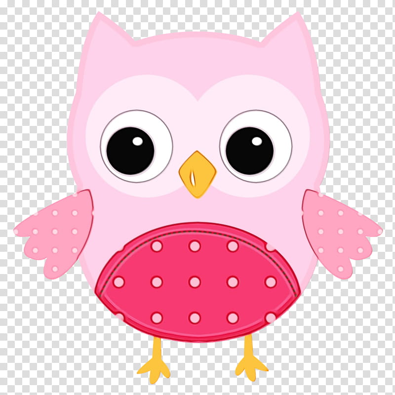 Polka dot, Watercolor, Paint, Wet Ink, Owl, Pink, Cartoon, Bird Of Prey transparent background PNG clipart