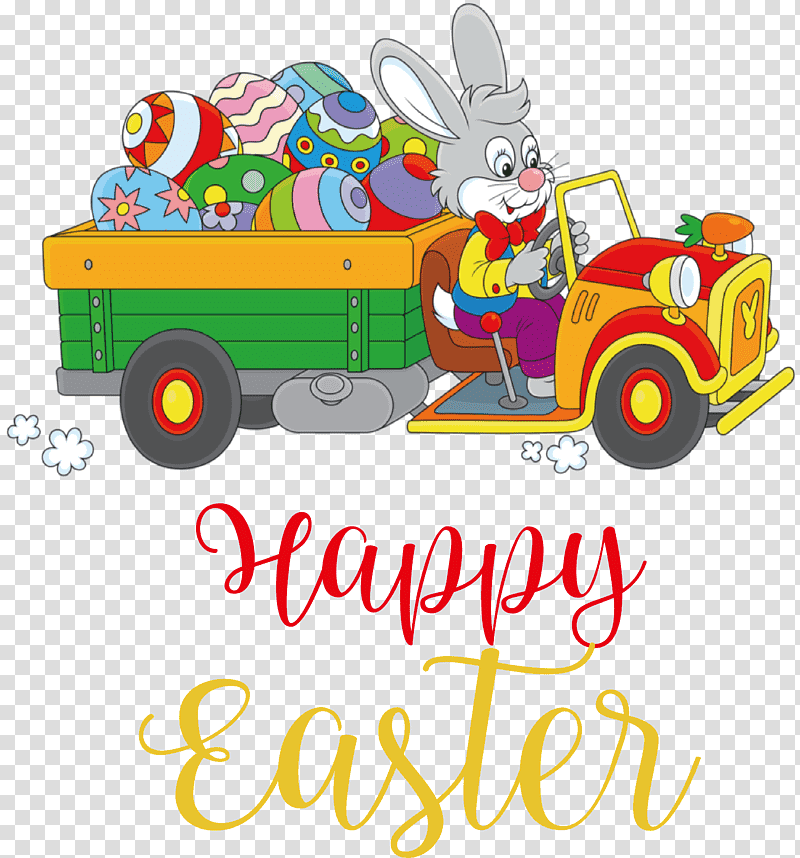 Happy Easter Day Easter Day Blessing easter bunny, Cute Easter, Transport, Easter Egg, Cartoon, Logistics transparent background PNG clipart