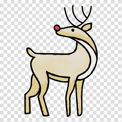 Reindeer, Watercolor, Paint, Wet Ink, Line Art, Antler, Animal Figurine transparent background PNG clipart