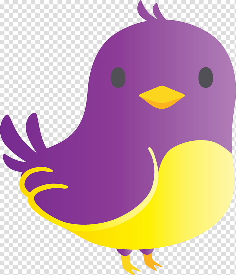 violet purple cartoon bird yellow, Beak, Plant, Perching Bird transparent background PNG clipart