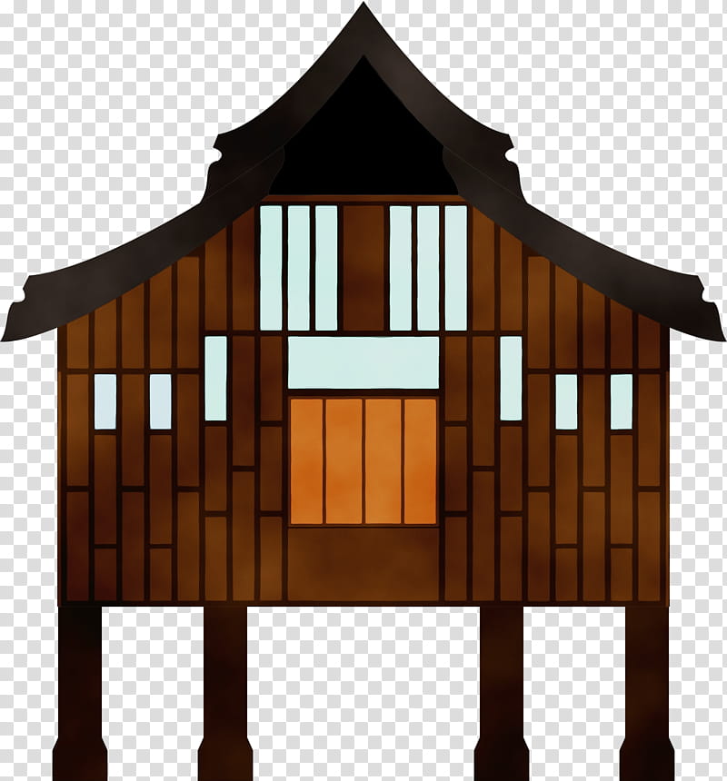 malay house house building icon, Watercolor, Paint, Wet Ink, Rumah Adat transparent background PNG clipart
