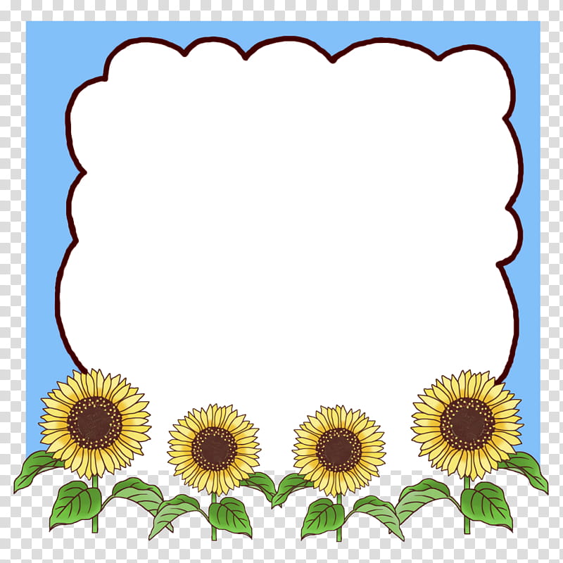 flower frame school frame Kindergarten frame, Common Sunflower, Cut Flowers, Floral Design, Sunflower Seed, Speech Balloon, Frame, Monochrome Painting transparent background PNG clipart