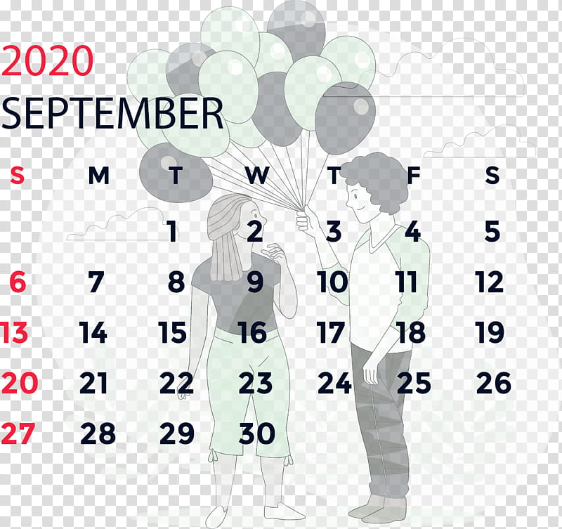 September 2020 Calendar September 2020 Printable Calendar, Calendar System, New Year, New Years 2020, January, 2019, December, Calendar Year transparent background PNG clipart