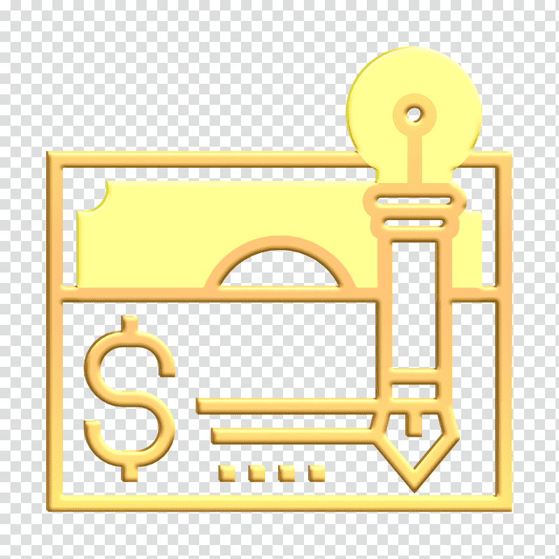 Money icon Check icon Banking and finance icon, Logo, Cartoon, Symbol, Yellow, Signage, Meter transparent background PNG clipart