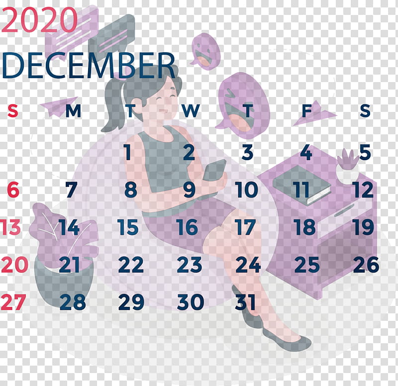 text font pink m page layout area, December 2020 Printable Calendar, December 2020 Calendar, Watercolor, Paint, Wet Ink, Line, Calendar System transparent background PNG clipart