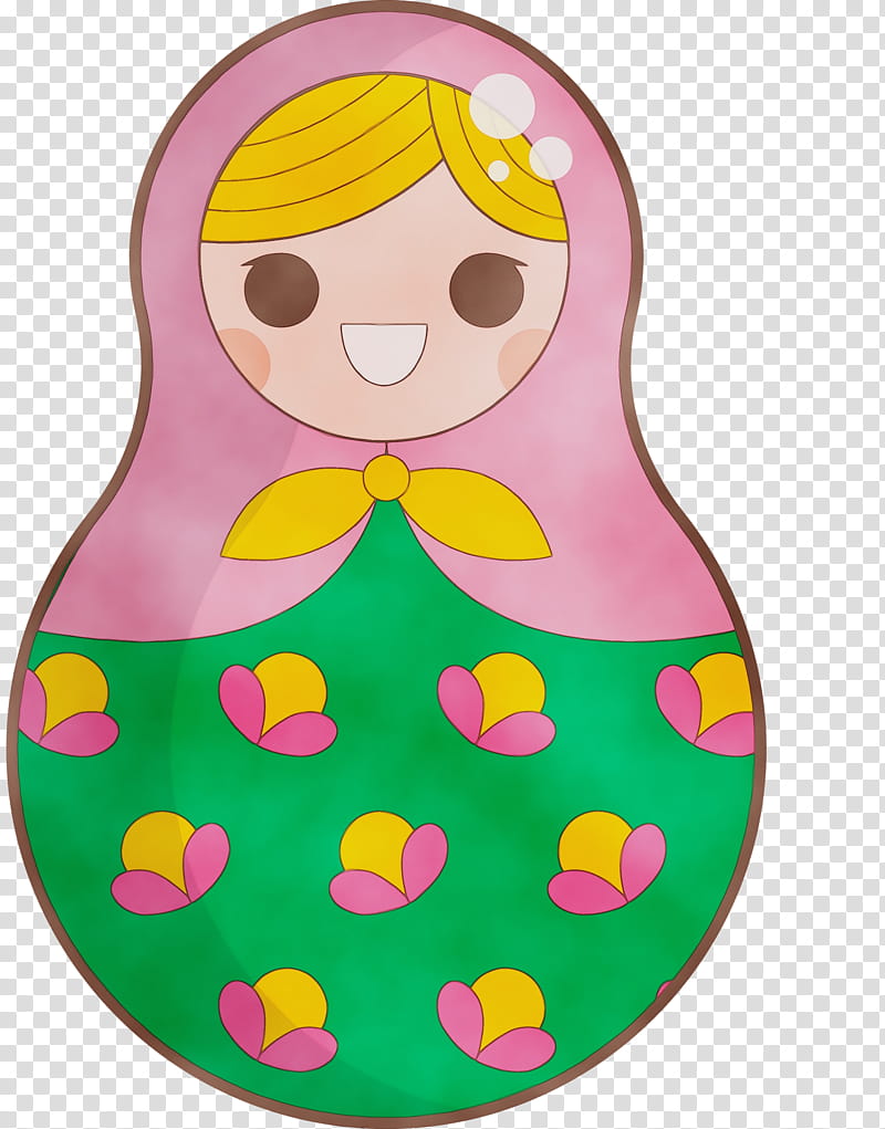 doll yellow petal infant, Colorful Russian Doll, Watercolor, Paint, Wet Ink transparent background PNG clipart