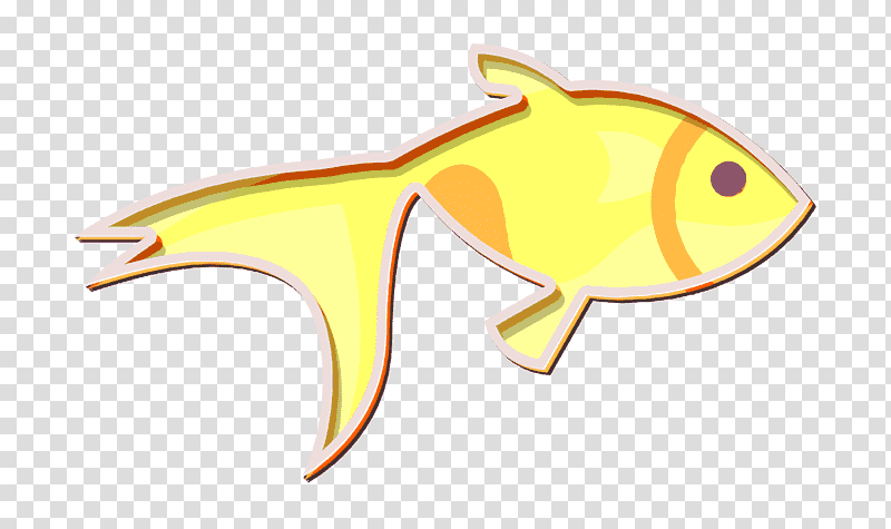 Animals icon Goldfish icon, Yellow, Meter, Cartoon, Tail, Marine, Biology transparent background PNG clipart