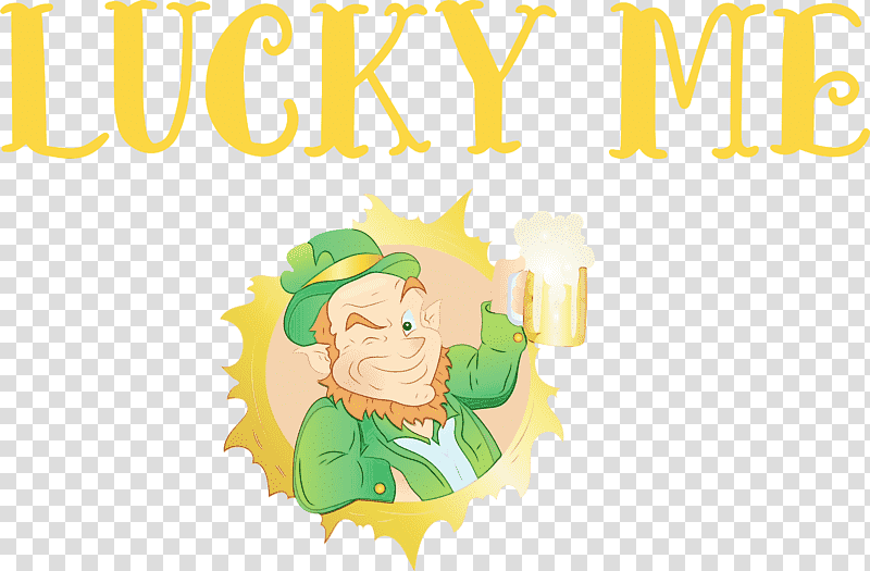 cartoon drawing character smile happiness, Lucky Me, Patricks Day, Saint Patrick, Watercolor, Paint, Wet Ink transparent background PNG clipart