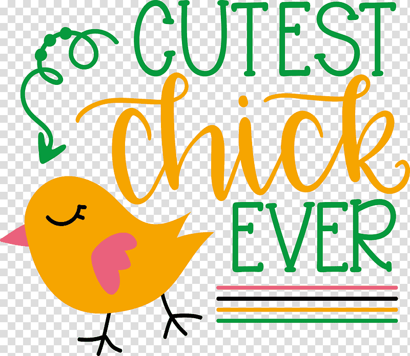 Happy Easter Cutest Chick Ever, Birds, Beak, Yellow, Text, Leaf, Happiness transparent background PNG clipart