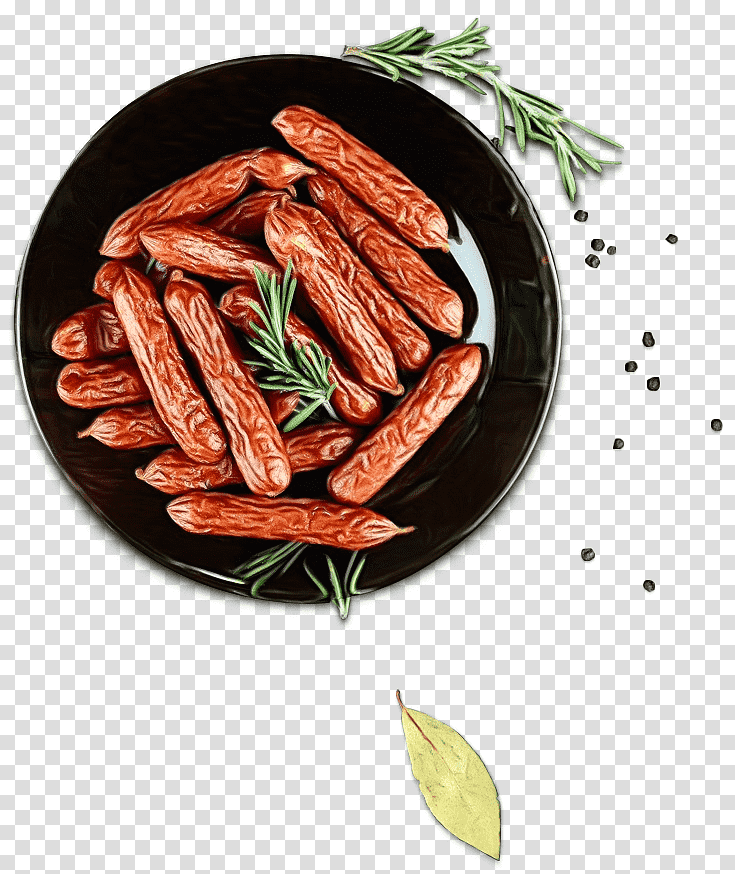 chorizo sausage kabanos kielbasa vegetable, Watercolor, Paint, Wet Ink, Biology, Science transparent background PNG clipart