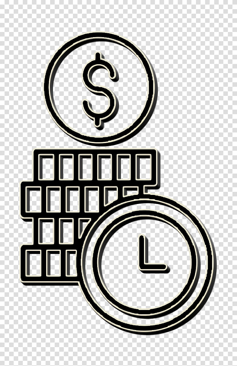 Investment icon Time is money icon Coin icon, Line, Symbol, Line Art, Coloring Book, Logo transparent background PNG clipart