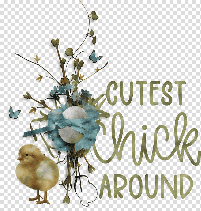 Happy Easter Easter Day Cutest Chick Around, Floral Design, Birds, Cut Flowers, Twig, Tree, Meter transparent background PNG clipart