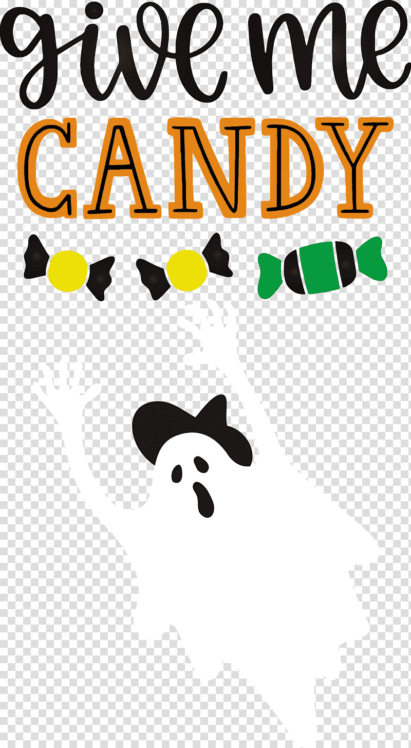 Give me candy Trick or Treat Halloween, Halloween , Logo, Yellow, Meter, Line, Happiness transparent background PNG clipart