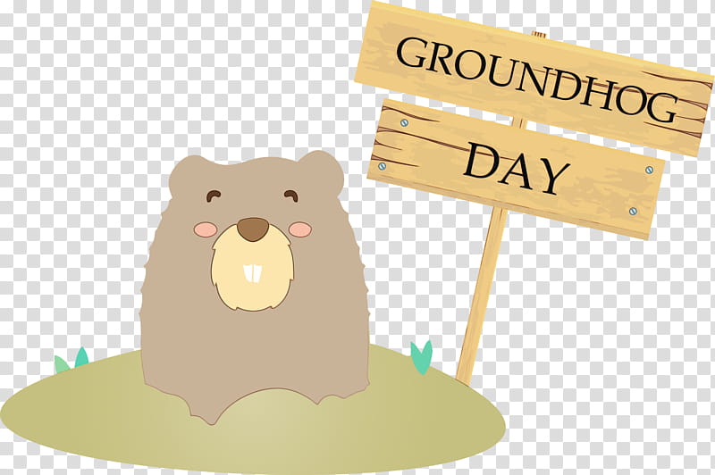 Groundhog day, Happy Groundhog Day, Hello Spring, Watercolor, Paint, Wet Ink, Cartoon, Beaver transparent background PNG clipart