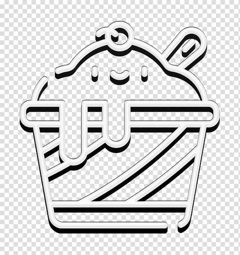 Sweet icon Night Party icon Ice cream icon, white and black logo illustration, Line Art, Symbol, Text, Mathematics transparent background PNG clipart