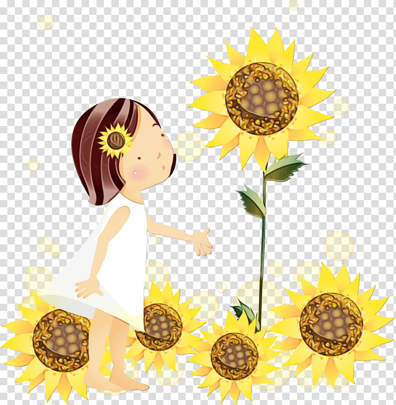 Sunflower, Watercolor, Paint, Wet Ink, Yellow, Plant, Camomile, Asterales transparent background PNG clipart