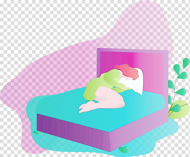 green pink furniture infant bed, World Sleep Day, Girl, Watercolor, Paint, Wet Ink transparent background PNG clipart