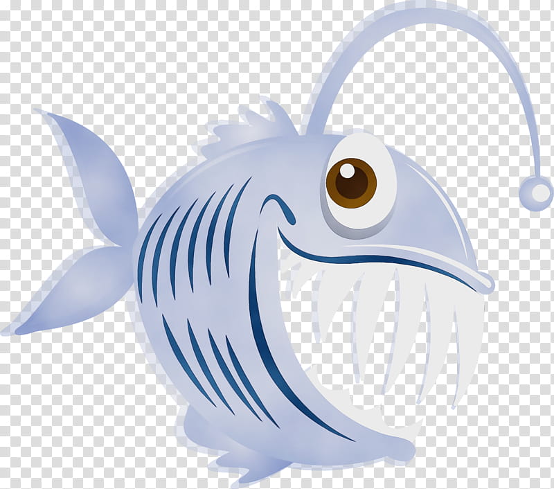 fish fish cartoon anglerfish deep sea fish, Watercolor, Paint, Wet Ink, Logo transparent background PNG clipart