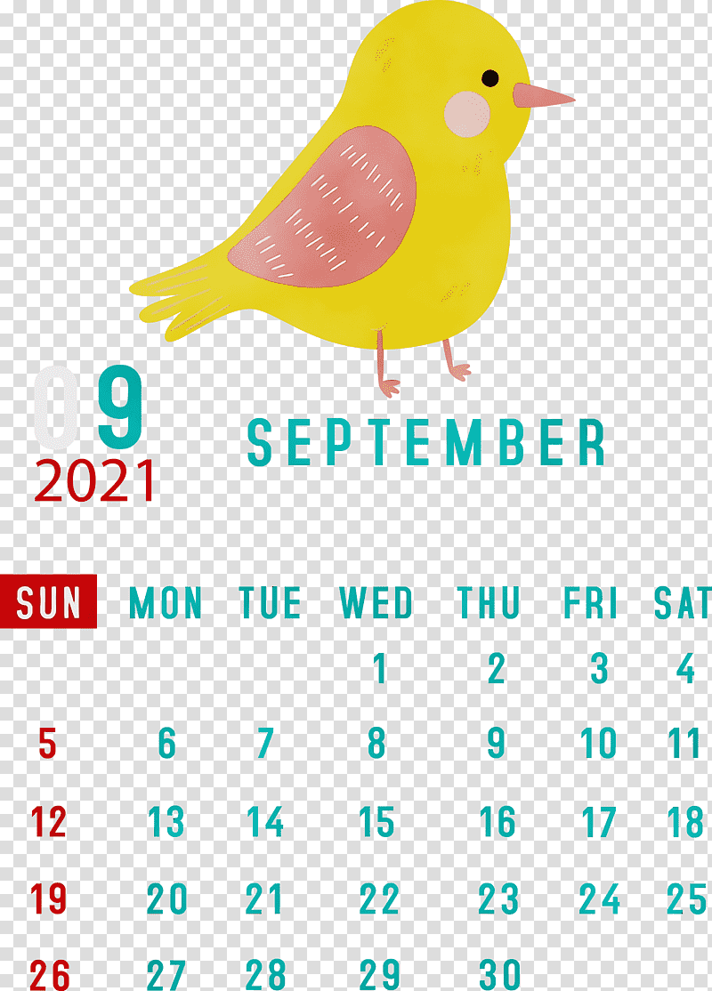 birds beak yellow meter line, September 2021 Printable Calendar, Watercolor, Paint, Wet Ink, Science, Mathematics transparent background PNG clipart