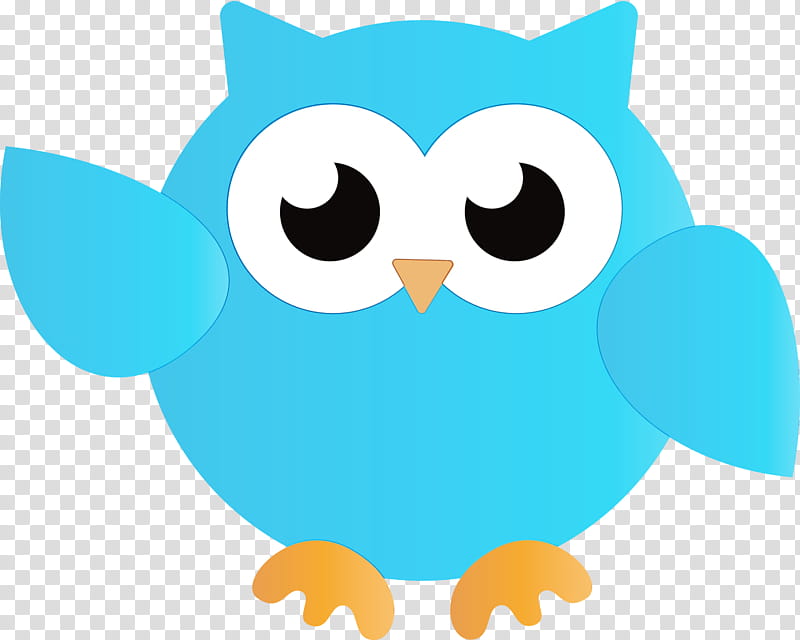 beak birds cartoon owl m bird of prey, Cute Owl, Owl , Watercolor, Paint, Wet Ink, Teal, Microsoft Azure transparent background PNG clipart