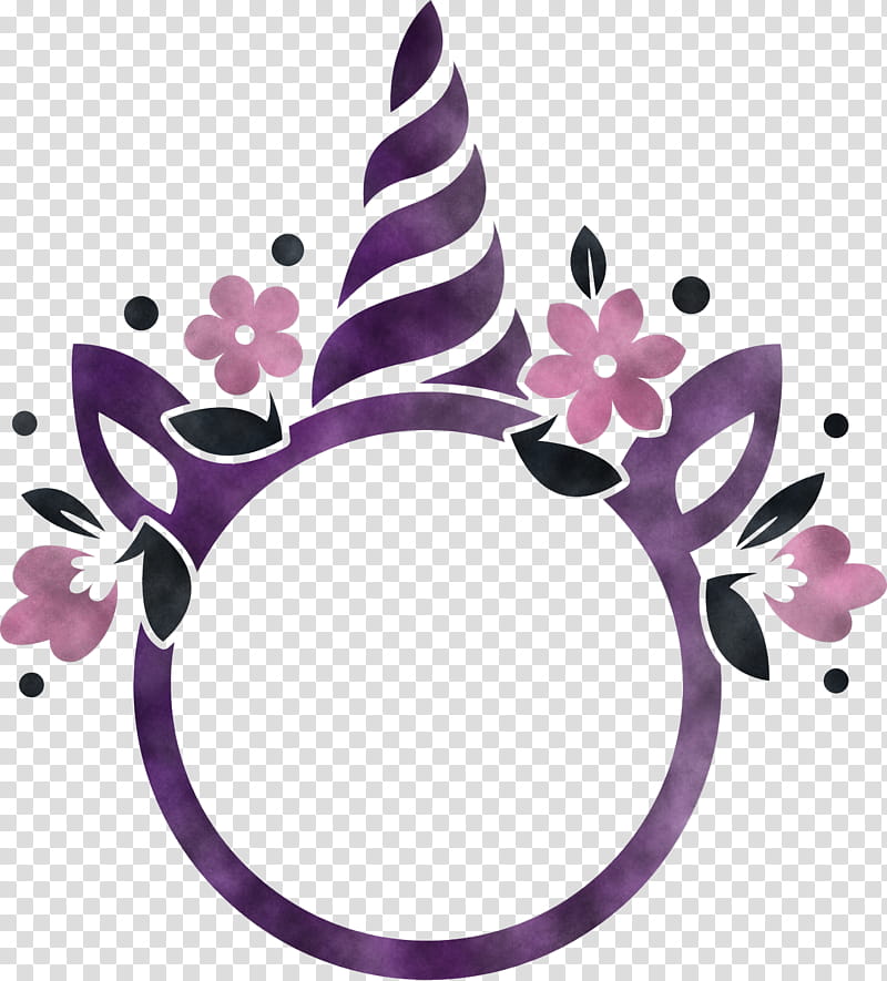 unicorn frame, Violet, Pink, Purple, Leaf, Hair Accessory, Headband, Headgear transparent background PNG clipart