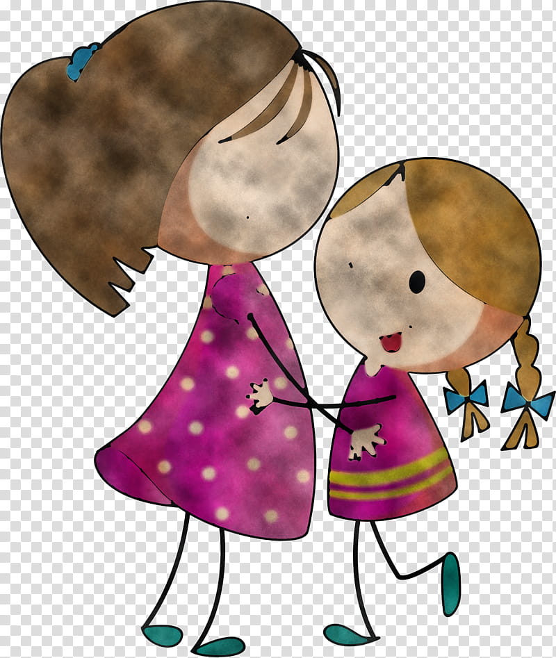 cartoon watercolor painting drawing friendship painting, Cartoon, Silhouette, Laughter, Hug transparent background PNG clipart