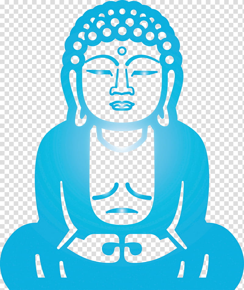 Buddha, Head, Turquoise, Meditation, Line Art transparent background PNG clipart