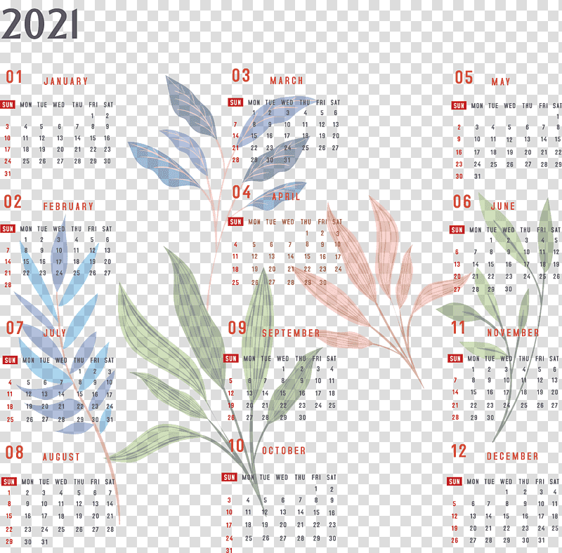 Year 2021 Calendar Printable 2021 Yearly Calendar 2021 Full Year Calendar, Royaltyfree, Landscape transparent background PNG clipart
