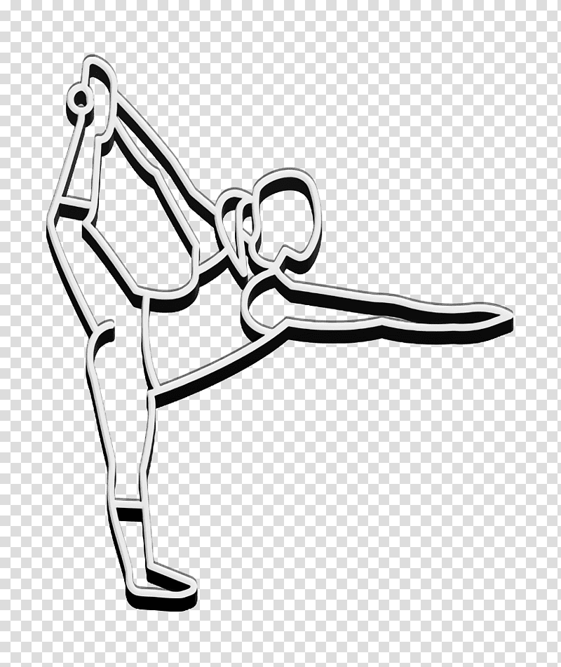 sports icon Yoga icon Woman Standing On One Leg Lifting Left Leg icon, Line Art, Sports Equipment, Shoe, Joint, Recreation, Hm transparent background PNG clipart