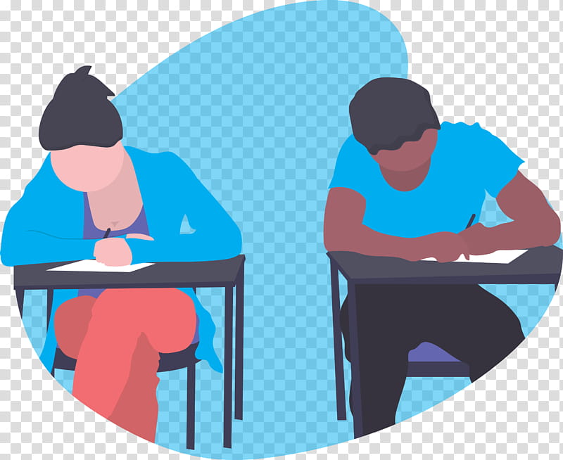 exam students, Table, Cartoon, Conversation, Furniture, Sitting, Reading transparent background PNG clipart