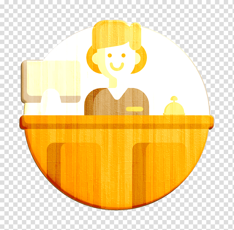 Receptionist icon Hotel icon, Yellow, Meter, Cartoon transparent background PNG clipart