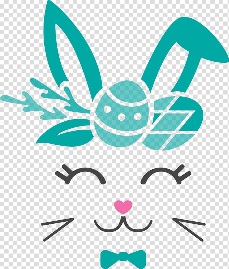 easter bunny easter day cute rabbit, Green, Head, Line, Whiskers, Smile, Line Art transparent background PNG clipart