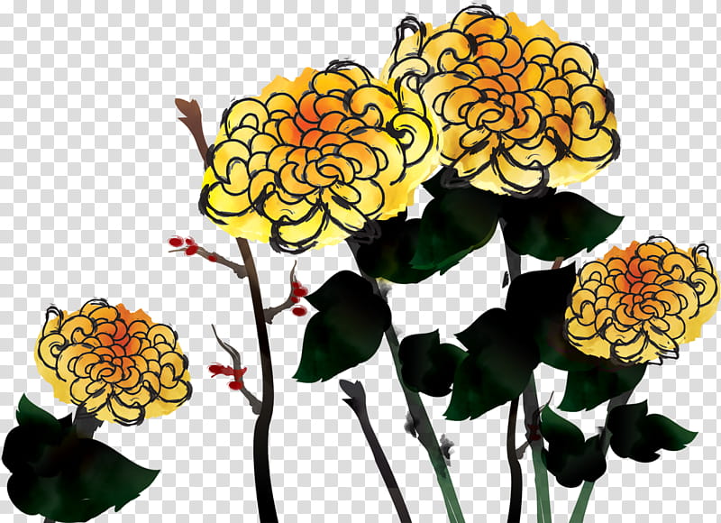 Chrysanthemum chrysanths, Floral Design, Plant Stem, Cut Flowers, Flower Bouquet, Petal, Yellow, Plants transparent background PNG clipart